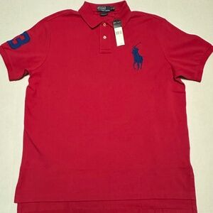 NWT Vintage Men's Polo Ralph Lauren Big Pony Fucsia Custom Fit Size XL